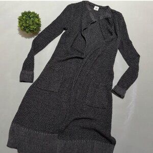 Cabi Dark Charcoal Gray Knit Long Line Duster Trench Cardigan Sweater Size XS